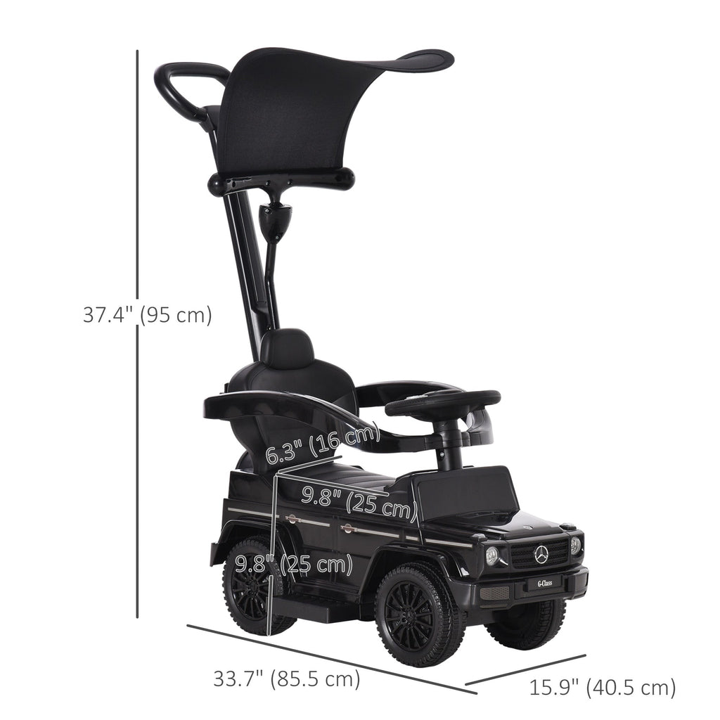 Mercedes-Benz G350 Licensed Push Car, 3-in-1 Toddler Sliding Car with Horn, Steering, Foot Rest, Seat Storage, Black