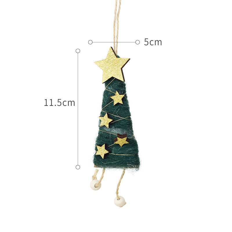 Wool Felt Christmas Ornaments Deer Santa Tree Set