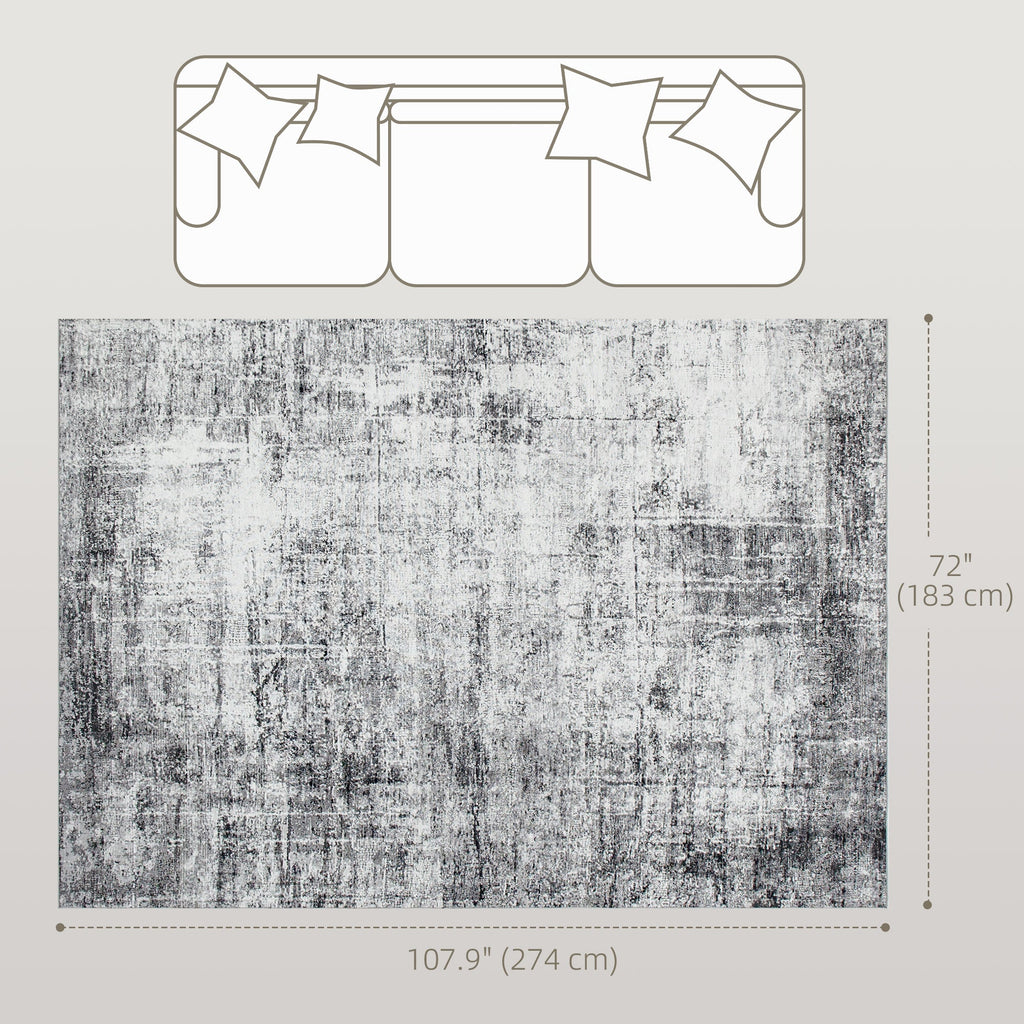 Area Rug for Living Room 5x7, Modern Abstract Machine Washable Rug, Non-Slip Carpet for Bedroom, Dining Room, Grey