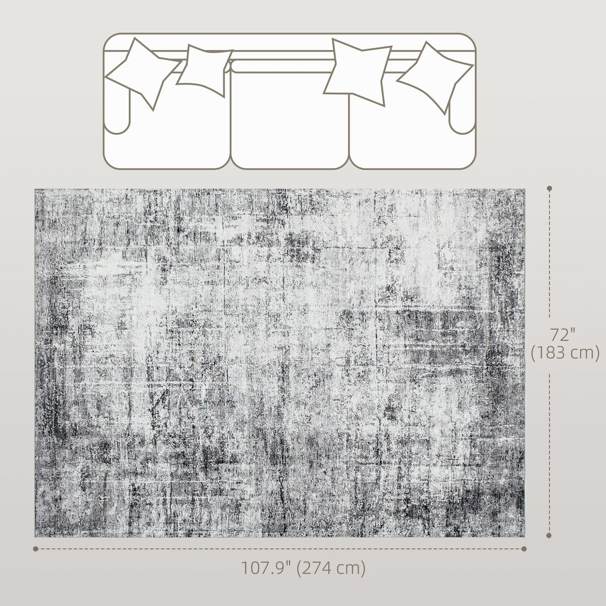 Area Rug for Living Room 5x7, Modern Abstract Machine Washable Rug, Non-Slip Carpet for Bedroom, Dining Room, Grey