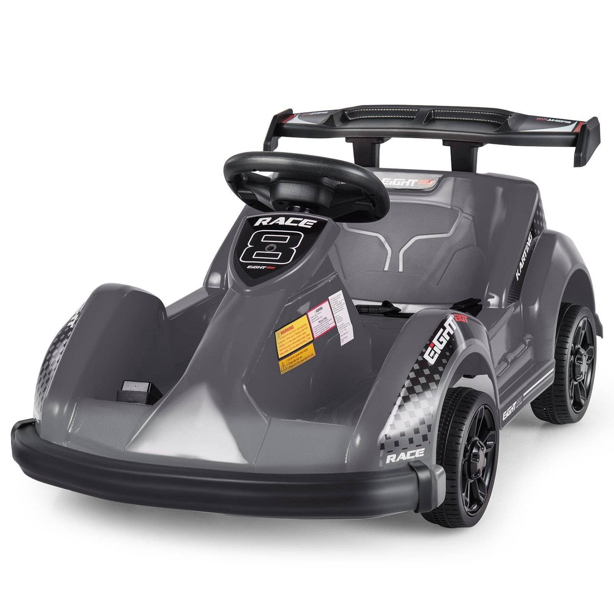 6V Kids Ride On Go Kart with 2.4G Parent Remote, Safety Belt and Soft Bumper, Black