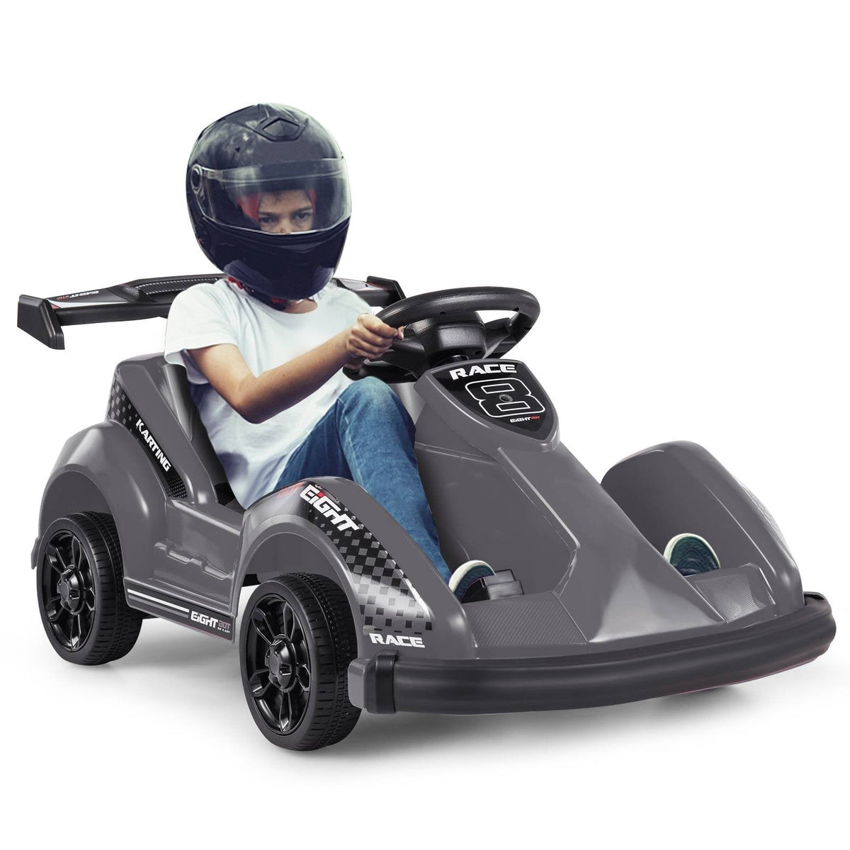 6V Kids Ride On Go Kart with 2.4G Parent Remote, Safety Belt and Soft Bumper, Black