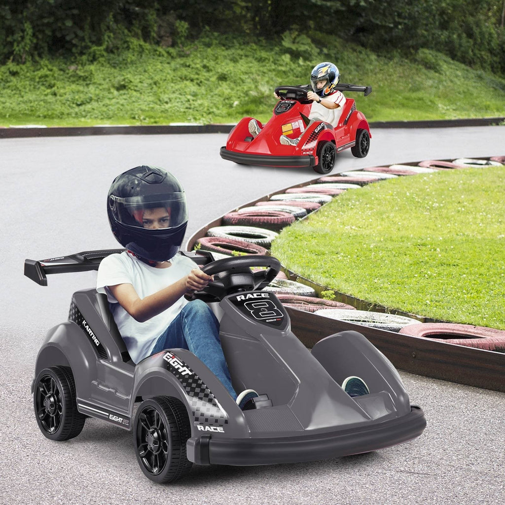 6V Kids Ride On Go Kart with 2.4G Parent Remote, Safety Belt and Soft Bumper, Black