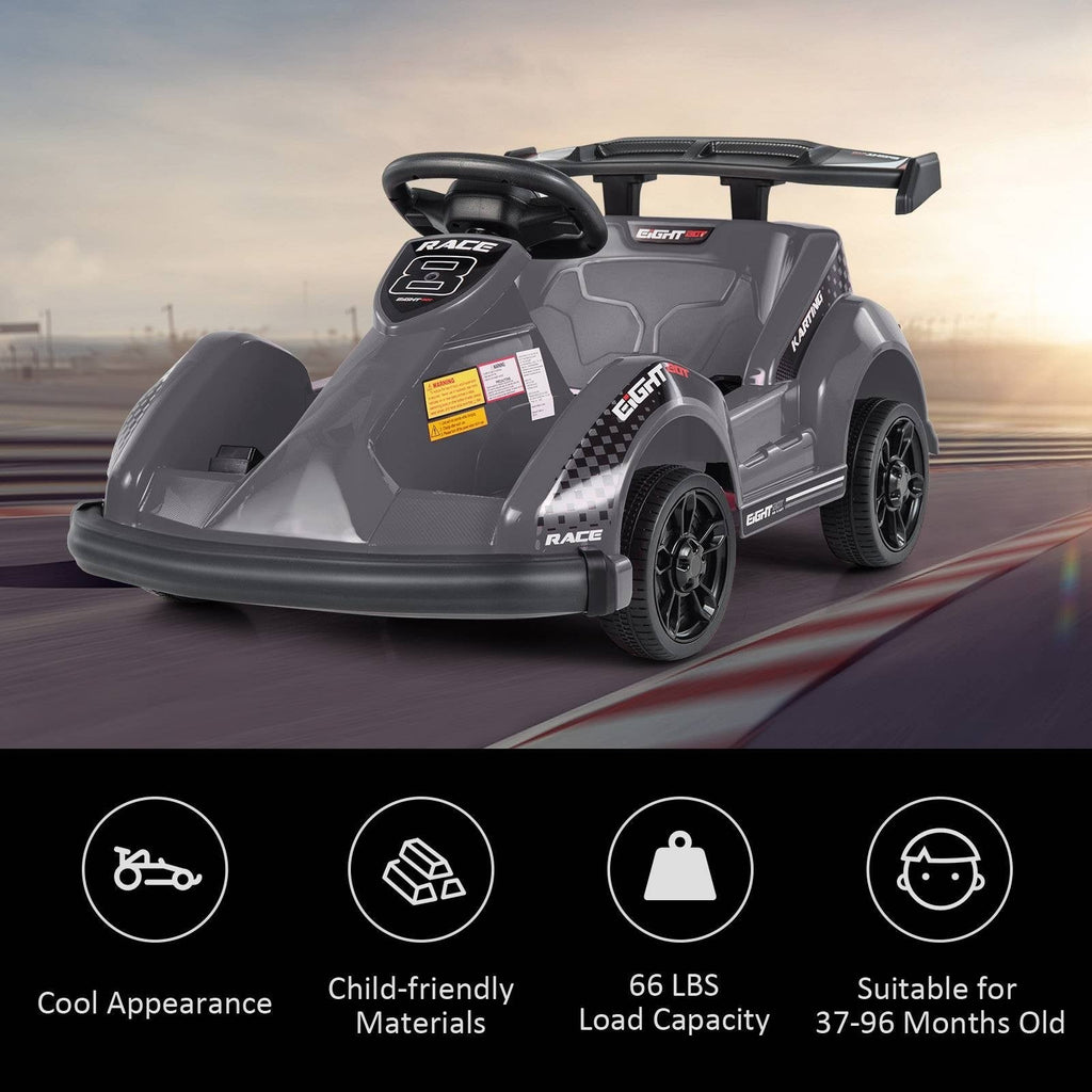 6V Kids Ride On Go Kart with 2.4G Parent Remote, Safety Belt and Soft Bumper, Black