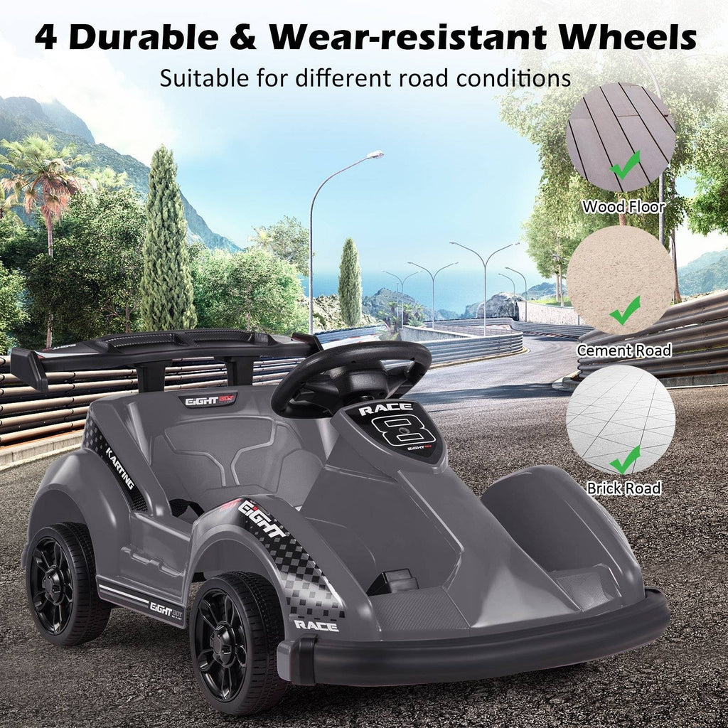 6V Kids Ride On Go Kart with 2.4G Parent Remote, Safety Belt and Soft Bumper, Black