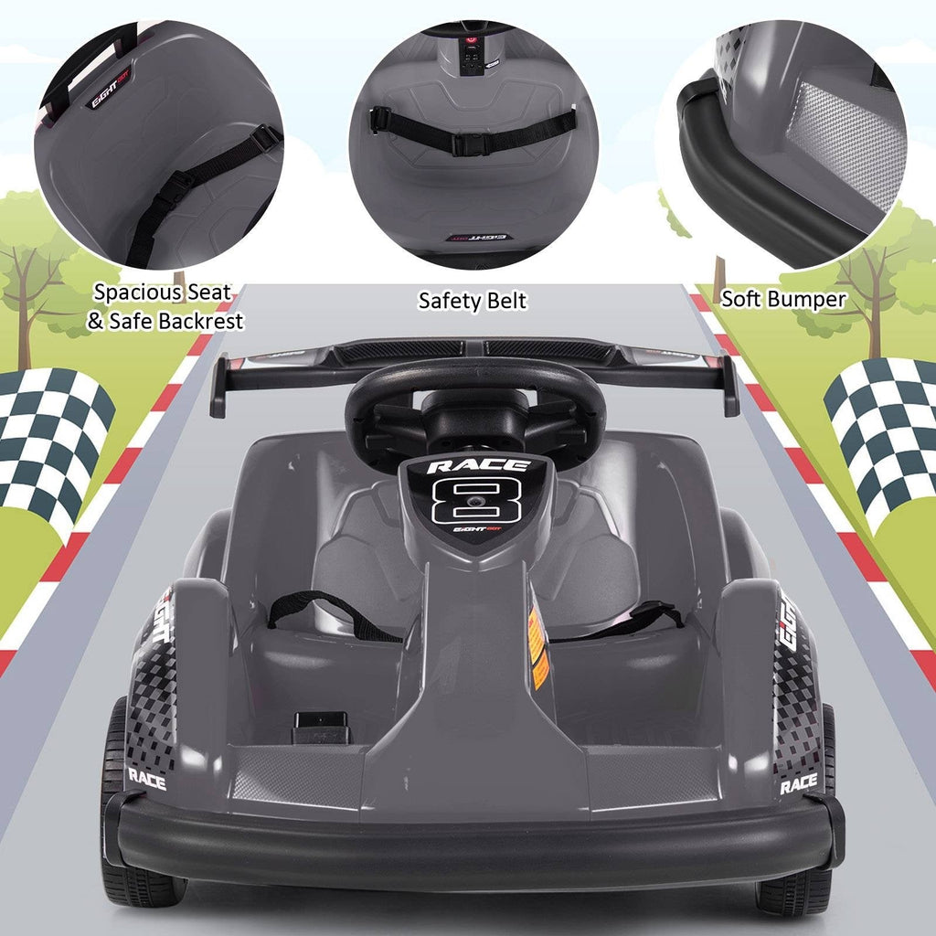 6V Kids Ride On Go Kart with 2.4G Parent Remote, Safety Belt and Soft Bumper, Black