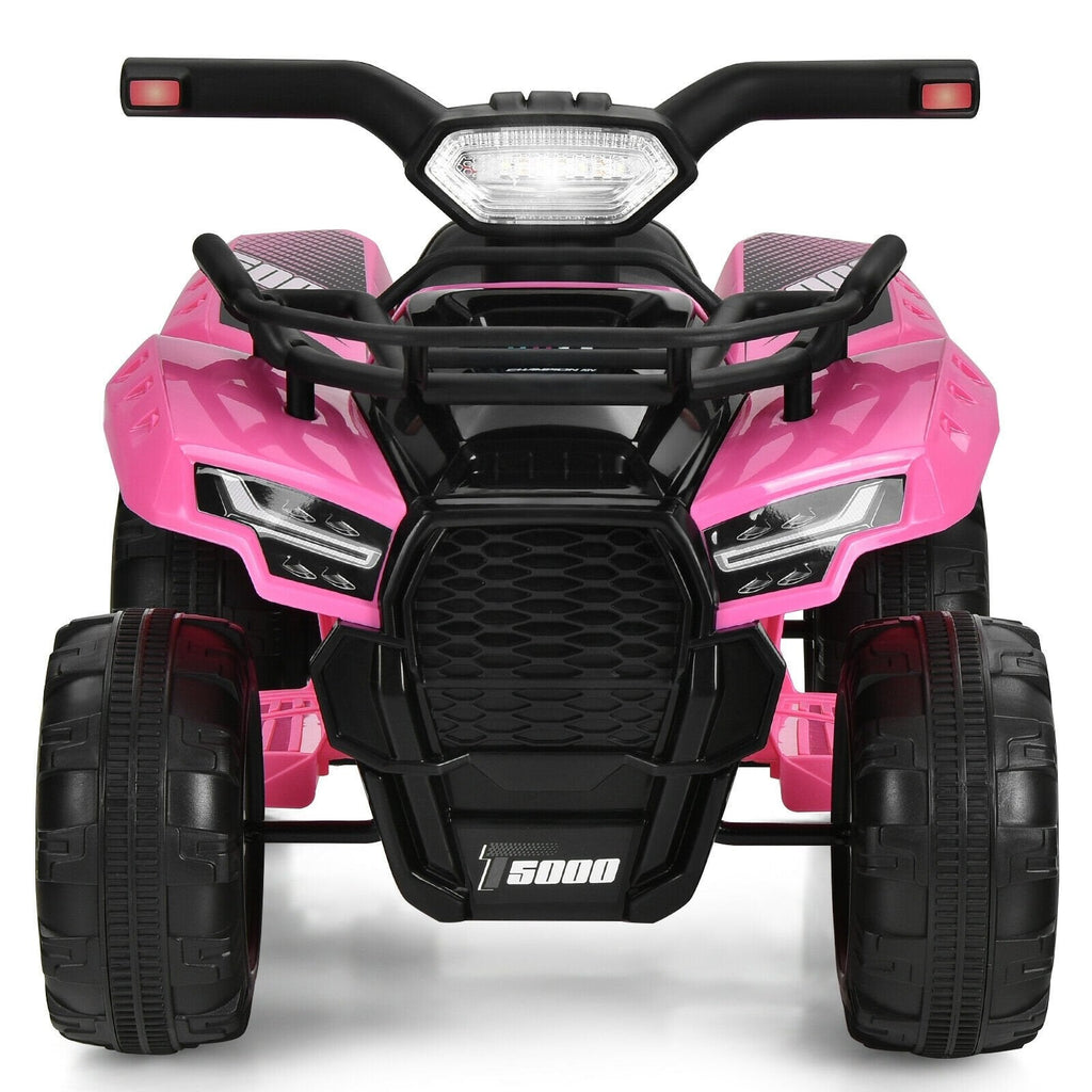 6V Kids Ride On ATV Quad with LED Headlight, Horn and MP3 Input, Pink