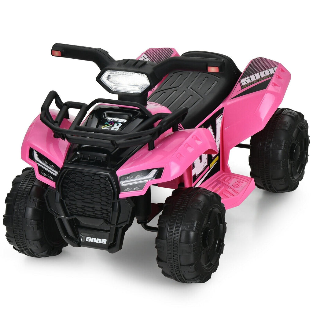 6V Kids Ride On ATV Quad with LED Headlight, Horn and MP3 Input, Pink