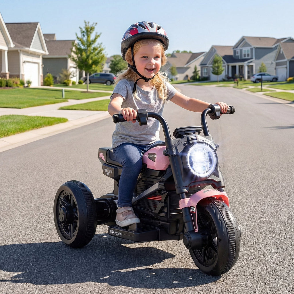 6V 3 Wheel Kids Electric Motorcycle with 10 Songs, 2 Stories and USB Port, Pink