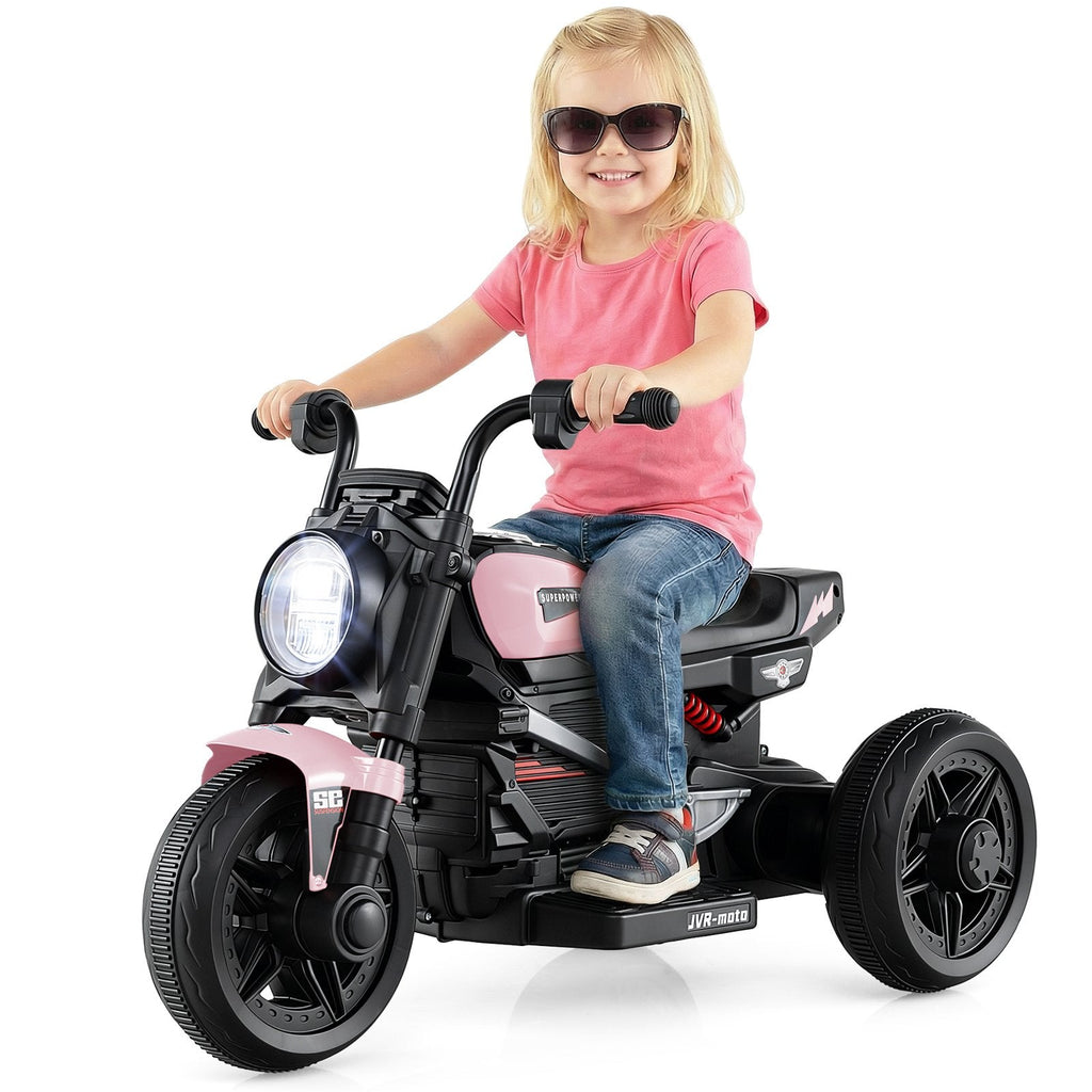 6V 3 Wheel Kids Electric Motorcycle with 10 Songs, 2 Stories and USB Port, Pink