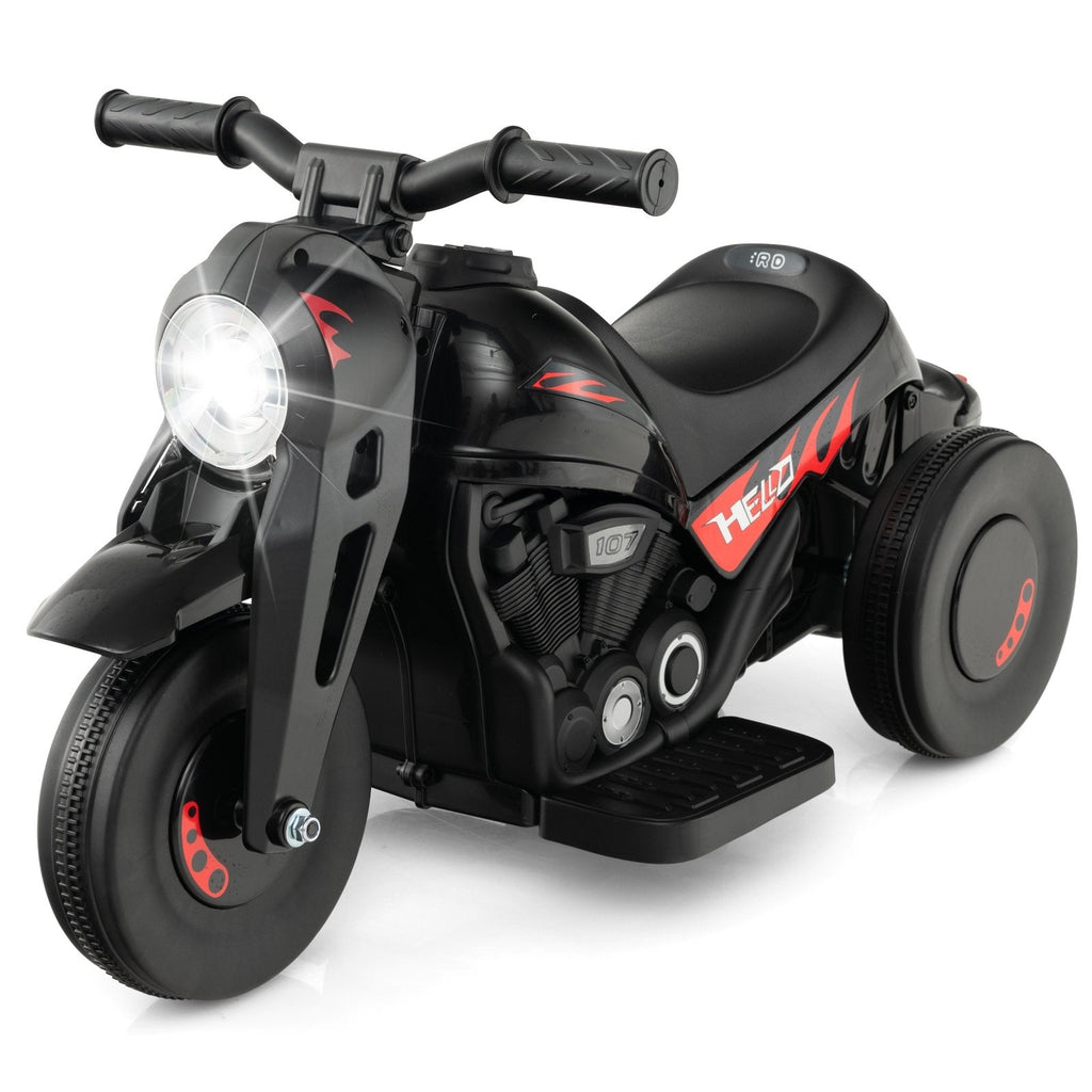 6V 3 Wheel Kids Ride On Bubble Motorcycle with Music Button and Reverse Switch, Black