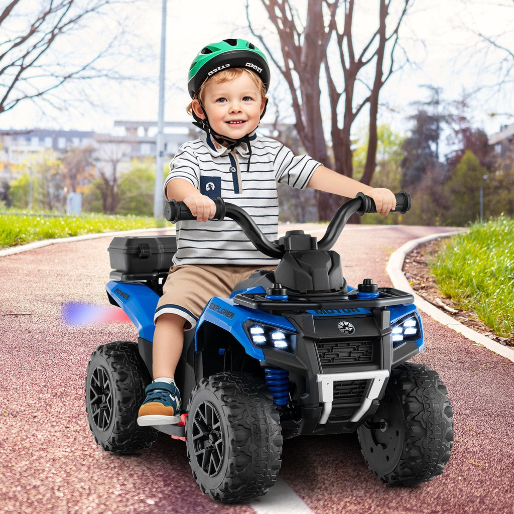 6V Kids Ride On ATV with Water Spray Function and Lidded Storage Box, Blue