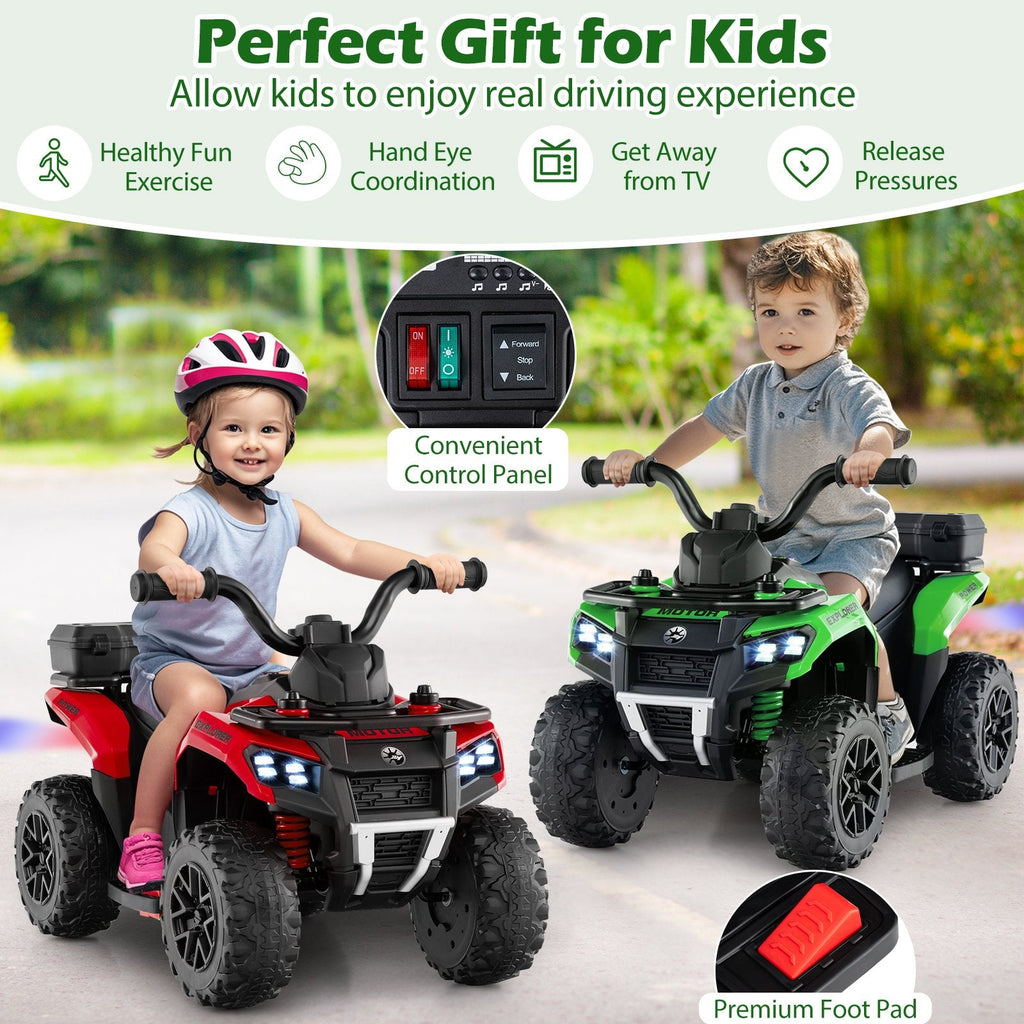 6V Kids Ride On ATV with Spray Function, Three Songs and Volume Control, Green
