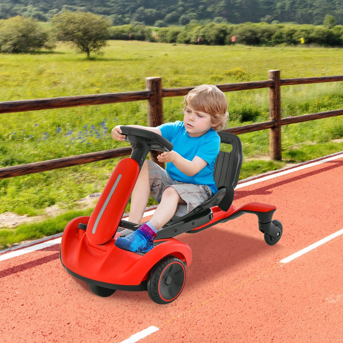6V Kids Ride On Drift Car with Universal Wheels, Horn and Engine Sounds, Red