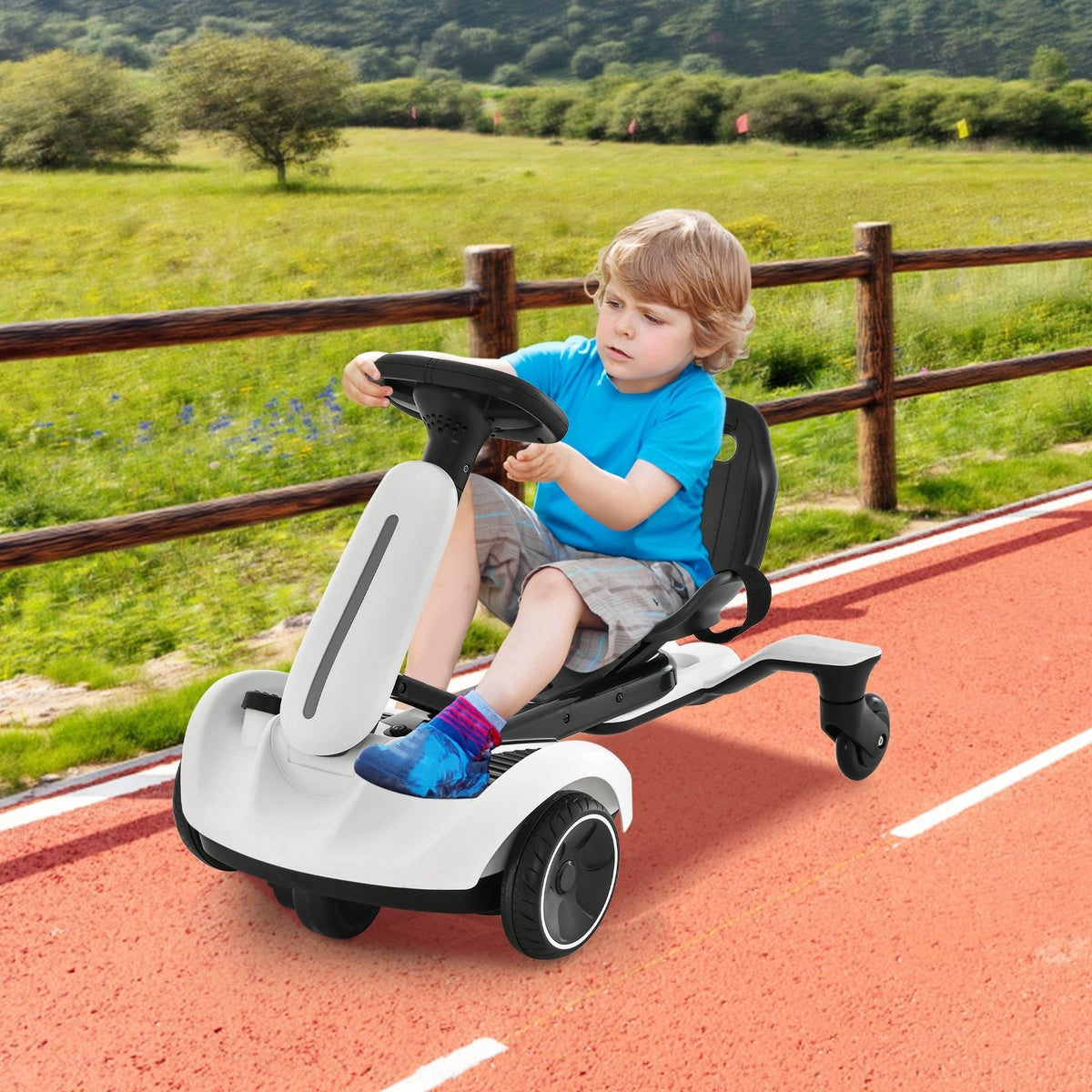 6V Kids Ride On Drift Car with 20 lb Frame and 33.5 Inch Extended Length, White