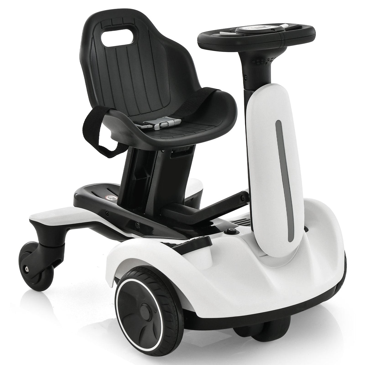 6V Kids Ride On Drift Car with 20 lb Frame and 33.5 Inch Extended Length, White