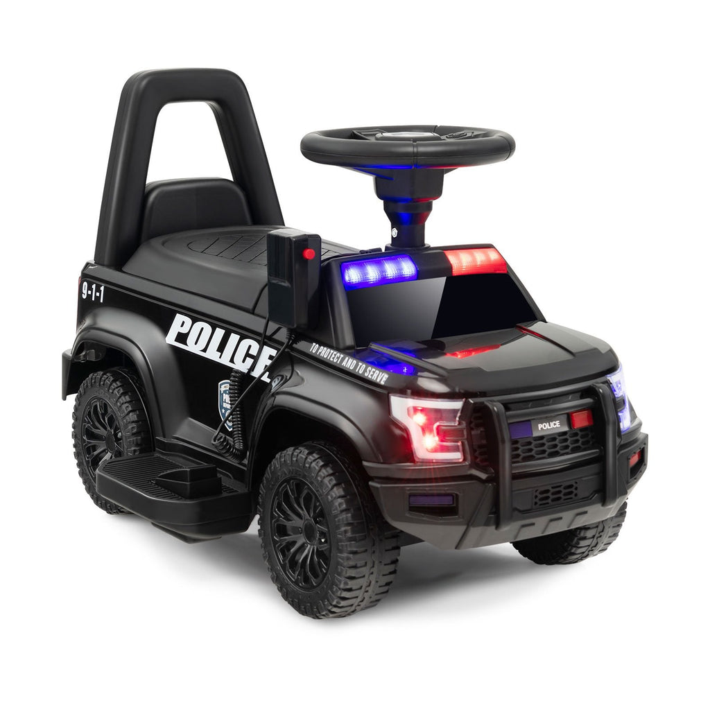 6V Kids Ride On Police Car with Working Megaphone, Siren and Flashing Lights, Black