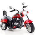 6V 3 Wheel Toddler Chopper Motorbike with Upward and Downward Headlight, Black and Red