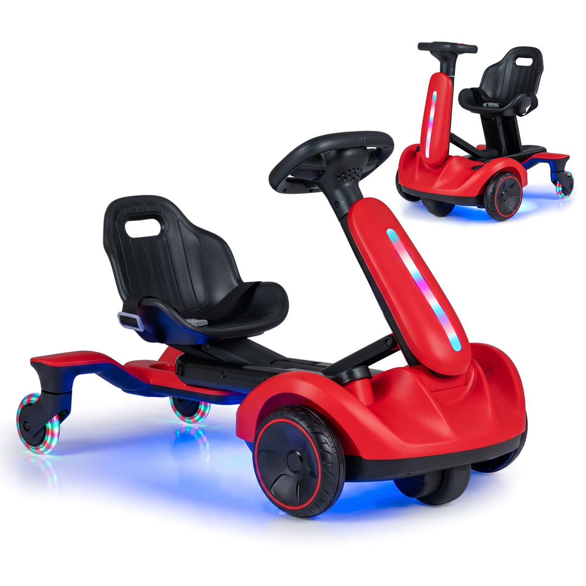 6V Kids Ride On Drift Kart with Auxiliary Anti Tip Wheels and 6.5 Inch Drive Wheel, Red