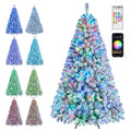 6 FT Smart Flocked Christmas Tree with App and Remote Control, RGB Lights and Music Sync