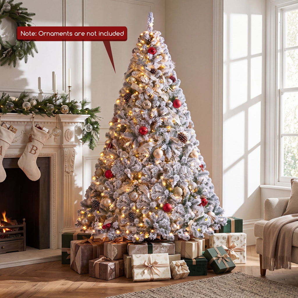 6 FT Smart Flocked Christmas Tree with App and Remote Control, RGB Lights and Music Sync