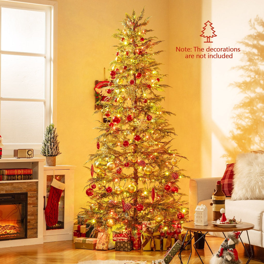 7.5 FT Pre-Lit Artificial Christmas Tree, Sparse Fir Shape, 725 TPE Tips and 500 Multicolour LEDs