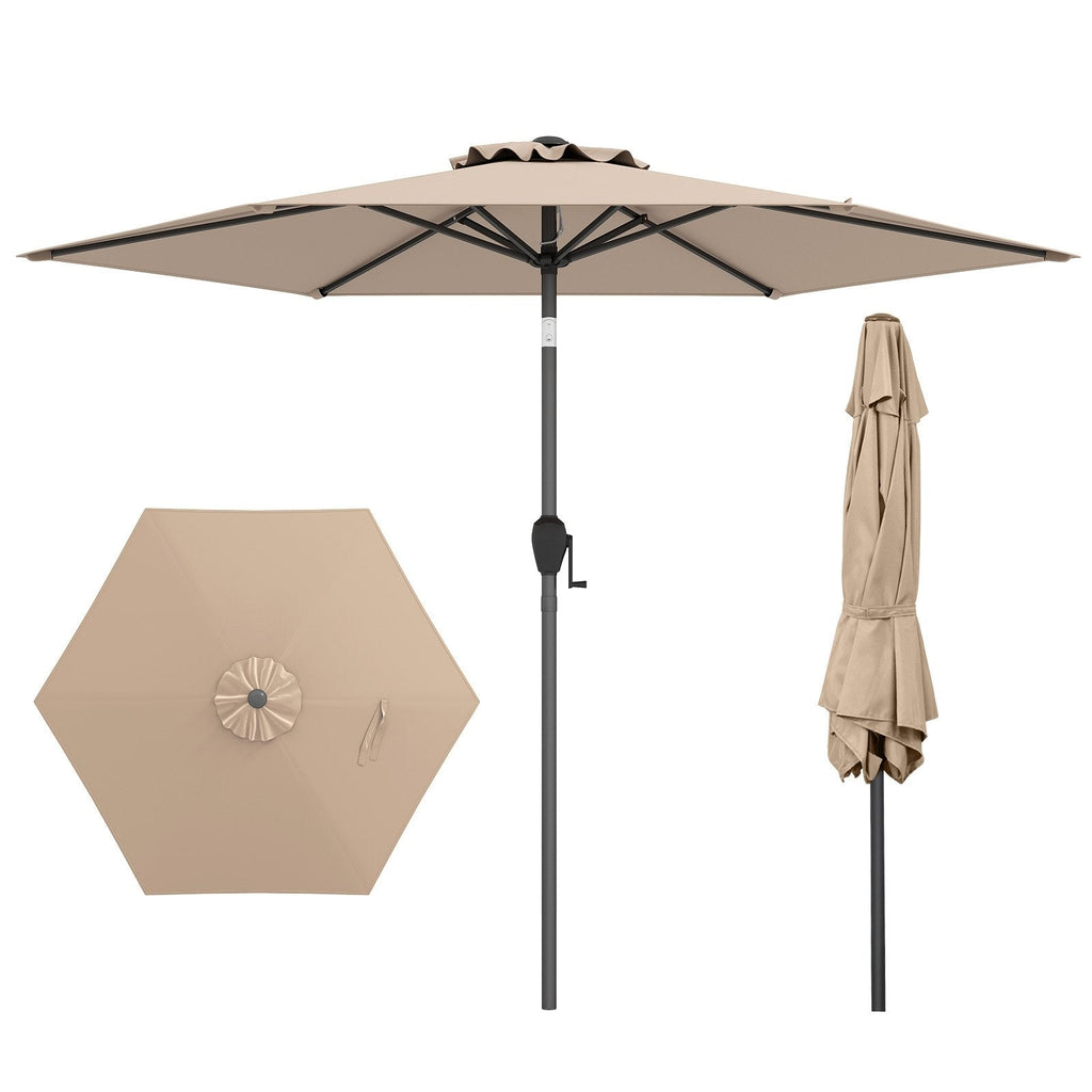 7.5 feet Outdoor Patio Heavy Duty Market Umbrella with Push Button Tilt-Tan