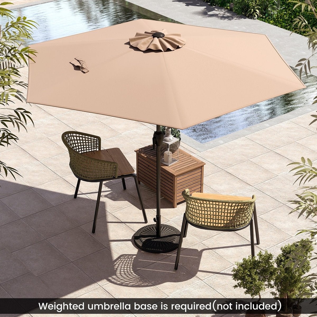 7.5 feet Outdoor Patio Heavy Duty Market Umbrella with Push Button Tilt-Tan
