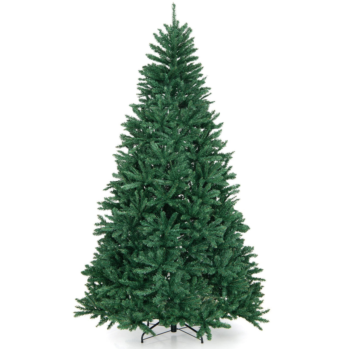 7.5 FT Hinged Artificial Christmas Tree with 2254 Branch Tips and Folding Metal Stand, Unlit