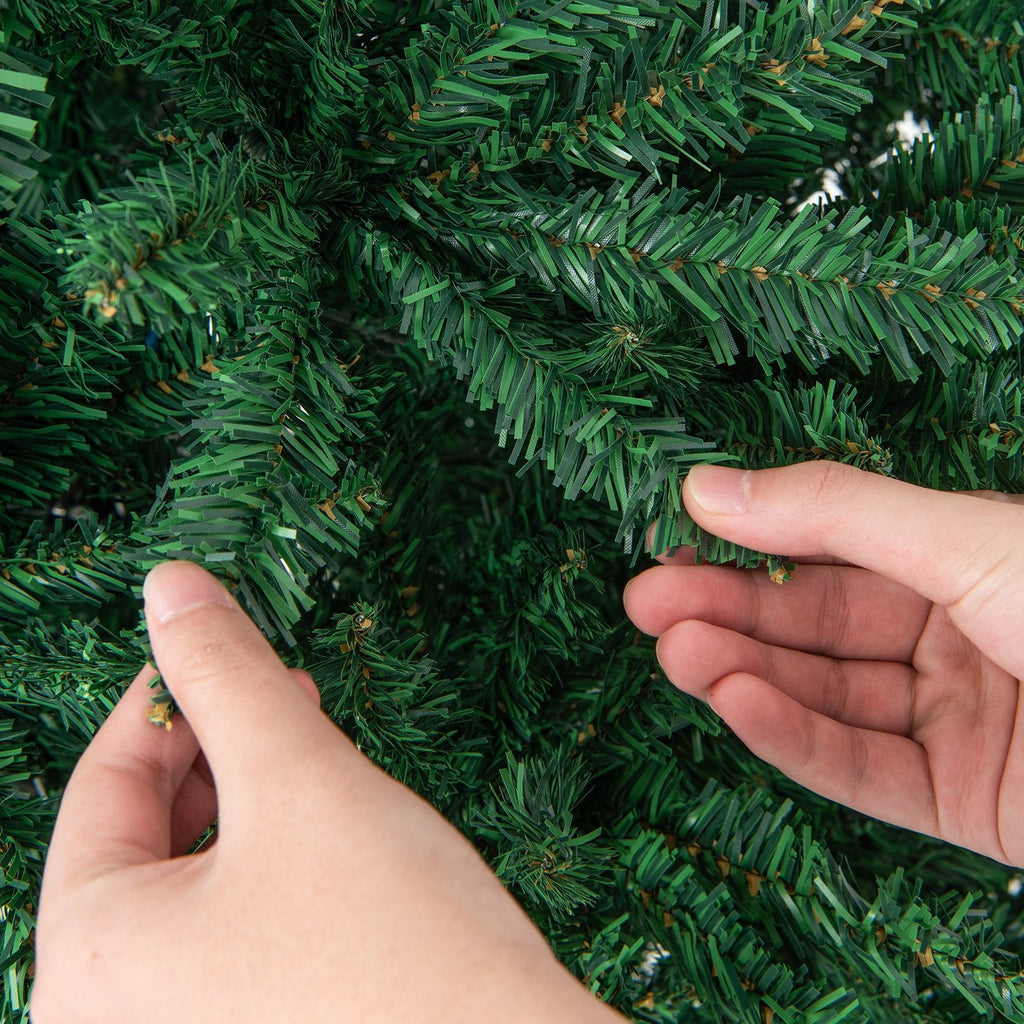 7.5 FT Hinged Artificial Christmas Tree with 2254 Branch Tips and Folding Metal Stand, Unlit