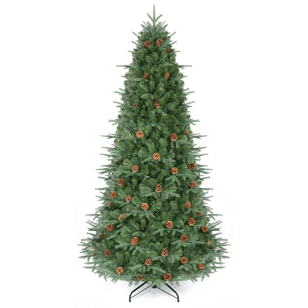 7.5 FT Pre-Lit Artificial Christmas Tree with 71 Pine Cones, 540 Warm White LEDs and PE PVC Tips