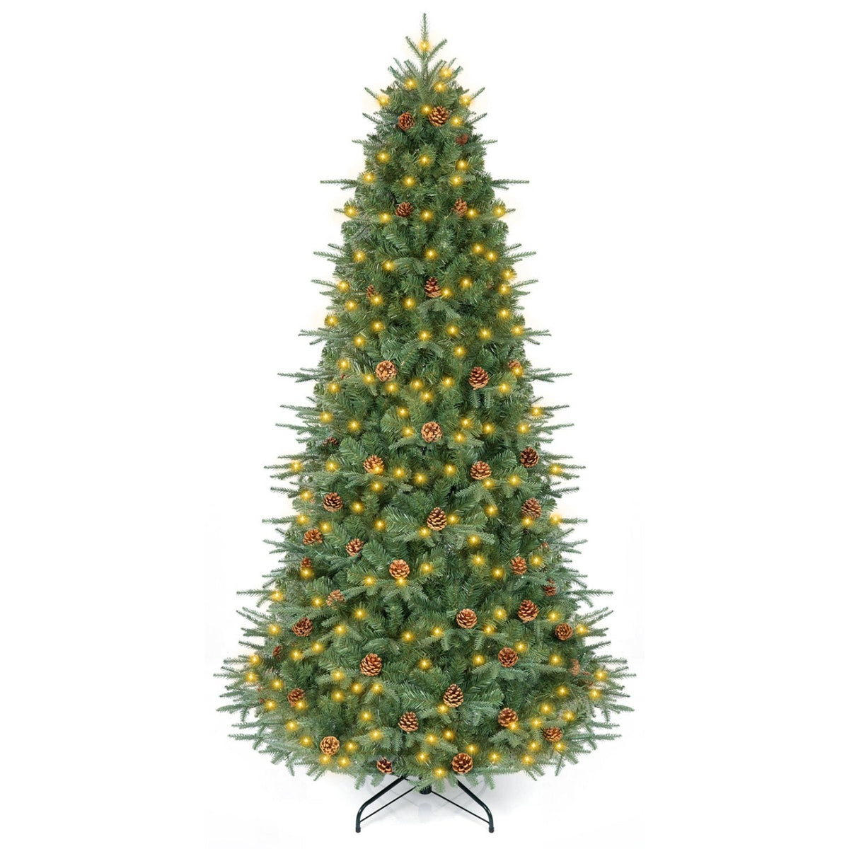 7.5 FT Pre-Lit Artificial Christmas Tree with 71 Pine Cones, 540 Warm White LEDs and PE PVC Tips