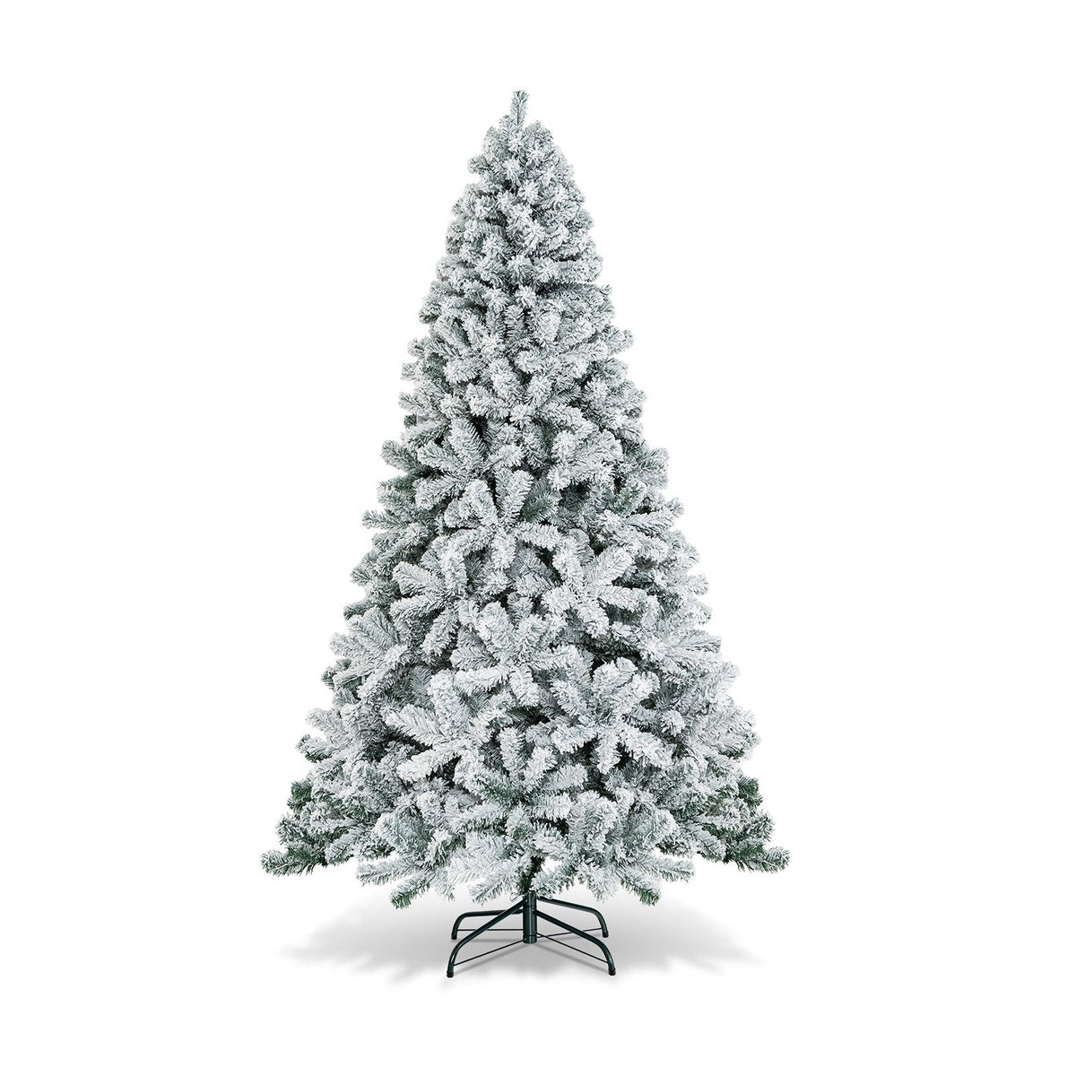 7.5 FT Snow Flocked Artificial Christmas Tree, Unlit, 1010 Tips, Four Hinged Sections