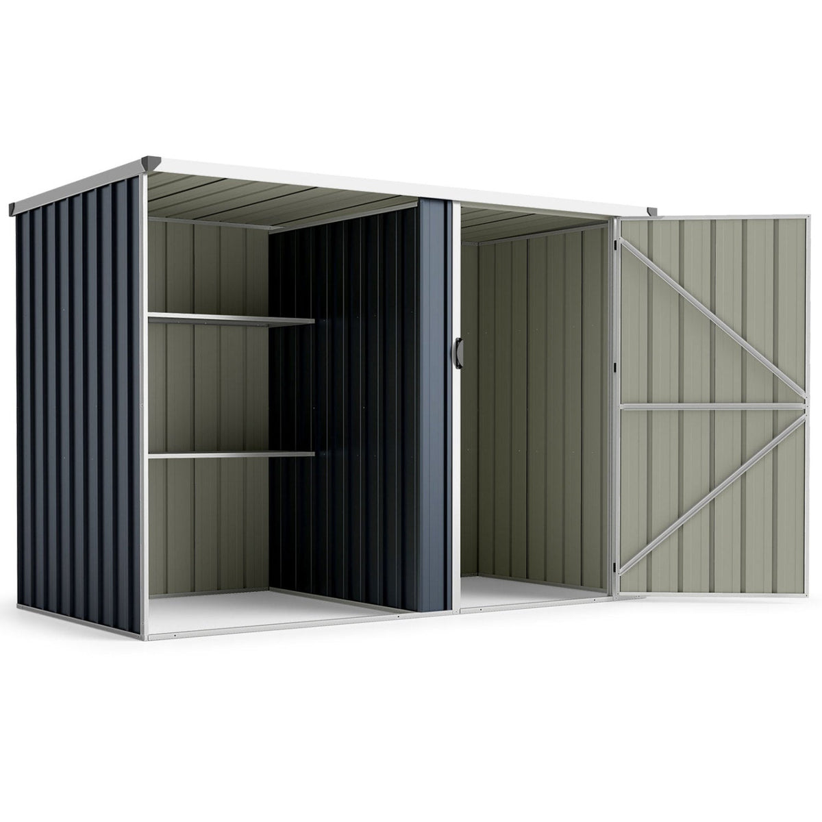 7.6 x 4 Ft Outdoor Metal Storage Shed with Lockable Single Door-Gray