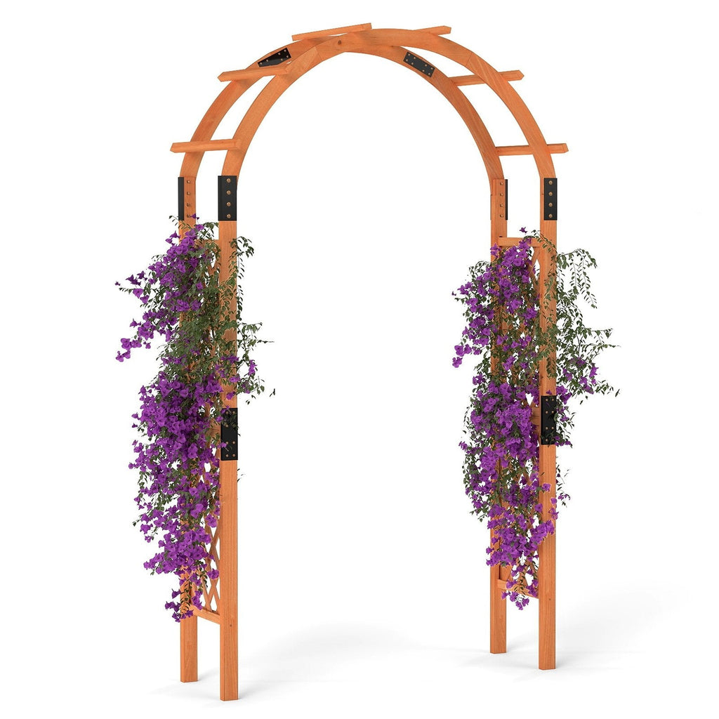 7.7 Feet Garden Arch Wooden Arbor for Climbing Plants
