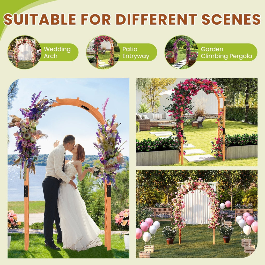 7.7 Feet Garden Arch Wooden Arbor for Climbing Plants