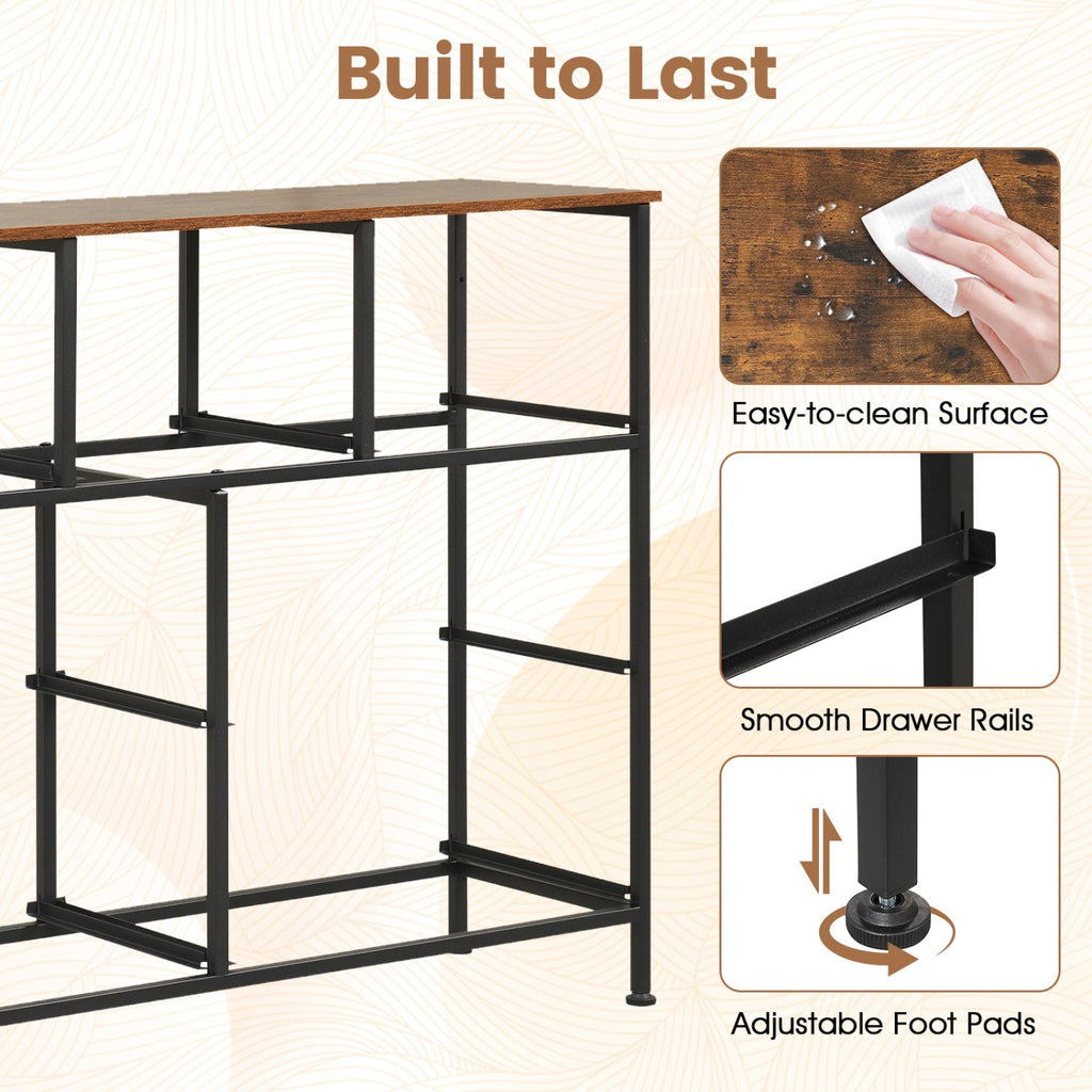 7-Drawer Wide Dresser with 2-Sized Folding Fabric Drawers for Bedroom-Black