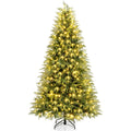 7 FT Pre-Lit Artificial Christmas Tree, Hinged, 1217 Soft TPE and PVC Tips with 400 Warm White LEDs