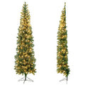 7 FT Pre-Lit Half Christmas Tree, Flat Back Wall Tree with 450 Tips and 150 Warm White Lights