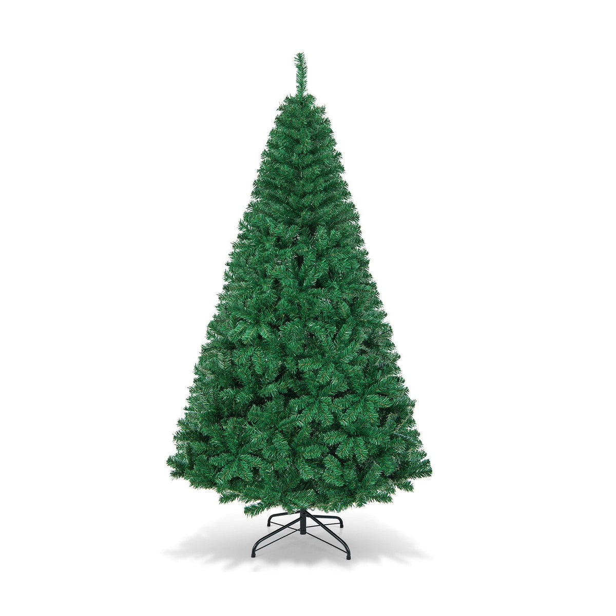 7 FT Unlit Hinged Artificial Christmas Tree with 950 PVC Tips and a Solid Metal Stand
