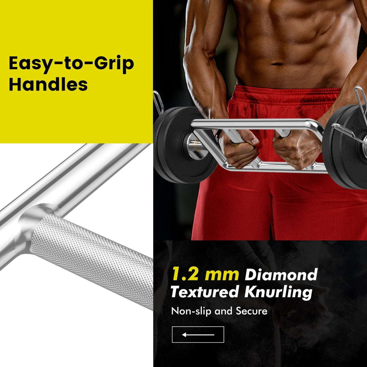 700 LBS Olympic Triceps Bar with Knurled Handles for Squats, Deadlifts, Shrugs