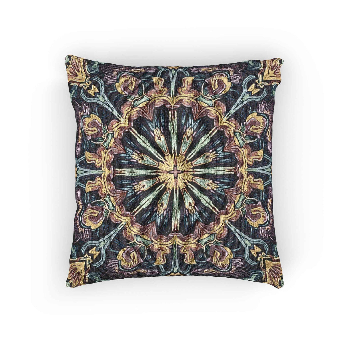 Geometric Mandala Woven Pillow | Boho Mosaic Throw Cushion
