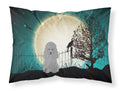Caroline's Treasures BB2258PILLOWCASE Halloween Scary Poodle Silver Fabric Standard Pillowcase Lightweight Super Soft Easy Care Decorative Artwork Pillowcase, Standard