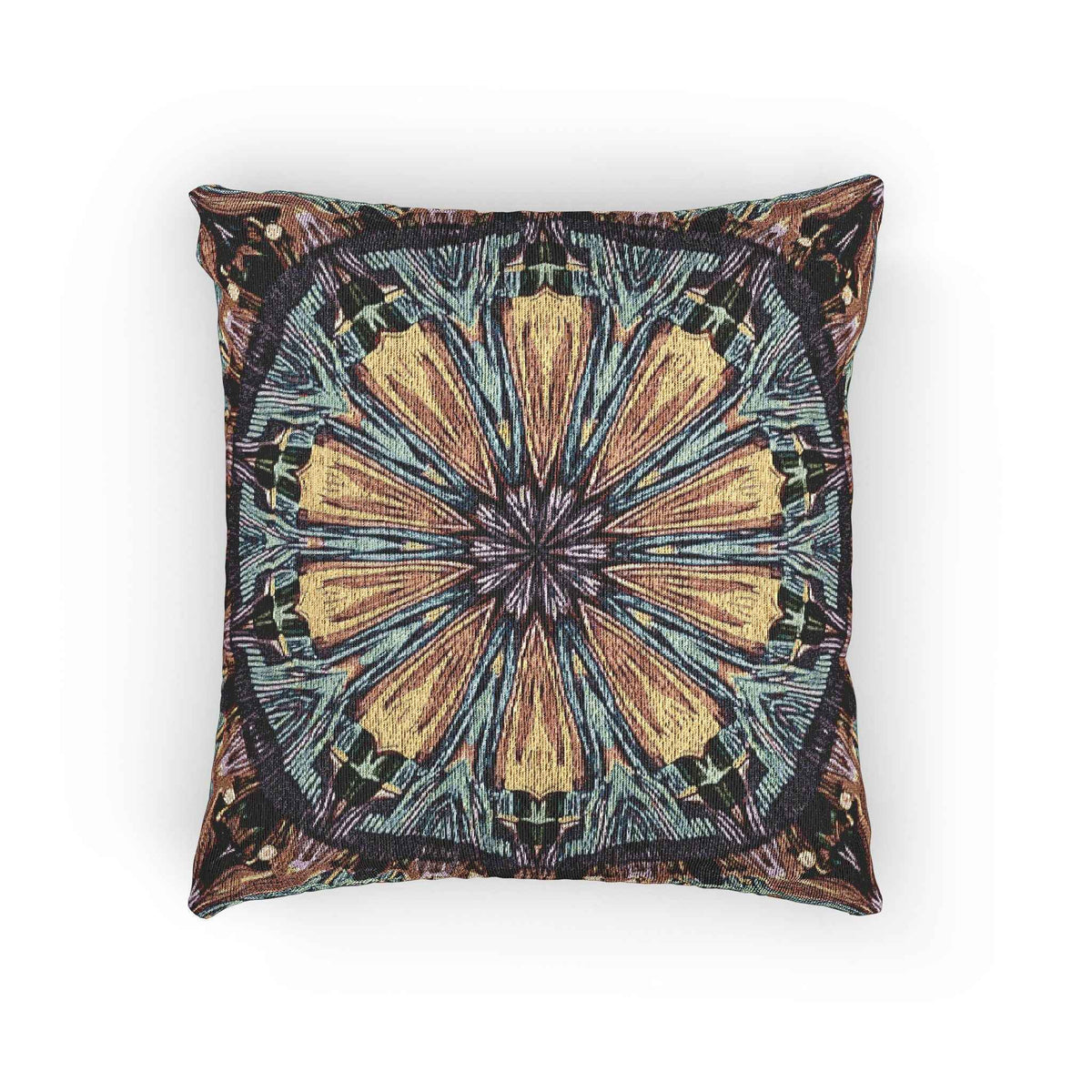 Geometric Mandala Woven Pillow | Boho Tile Decorative Cushion