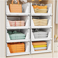 SNSLXH 5 Pack White Stackable Closet Organizer Box, Multifunctional & Foldable Storage Basket for Bathroom, Kitchen, Laundry Room, Wardrobe, Space-Saving Clothes Storage Drawer Organizer 🍁 All In One Marketplace Canada