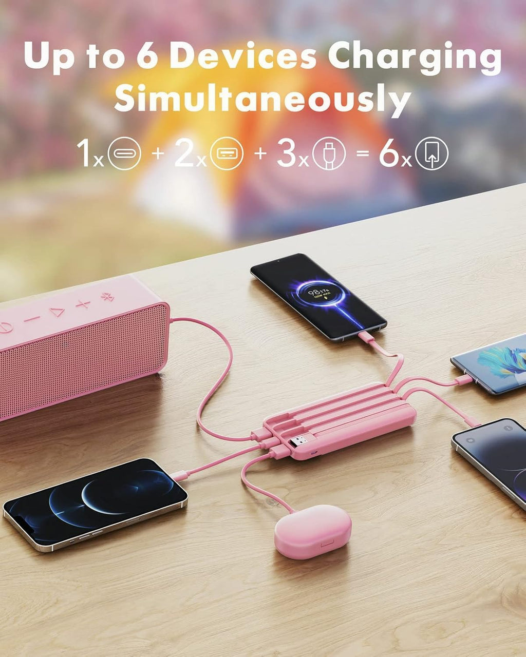 Charmast Portable Charger with Built in Cables, Power Bank with Cords Wires, Slim 10000mAh Travel Battery Pack 6 Outputs 3 Inputs 3A Fast Charging for Samsung Google Pixel LG Moto iPhone iPad 🍁 All In One Marketplace Canada