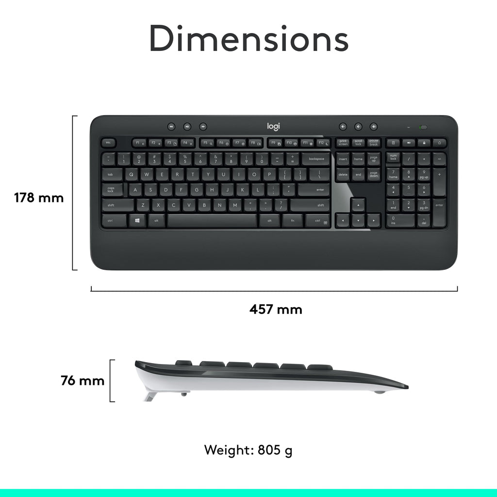 Logitech MK540 Advanced Wireless Keyboard and Mouse Combo for Windows, 2.4 GHz Unifying USB-Receiver, Multimedia Hotkeys, 3-Year Battery Life, for PC, Laptop 🍁 All In One Marketplace Canada