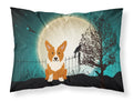 Caroline's Treasures BB2290PILLOWCASE Halloween Scary Corgi Fabric Standard Pillowcase Lightweight Super Soft Easy Care Decorative Artwork Pillowcase, Standard