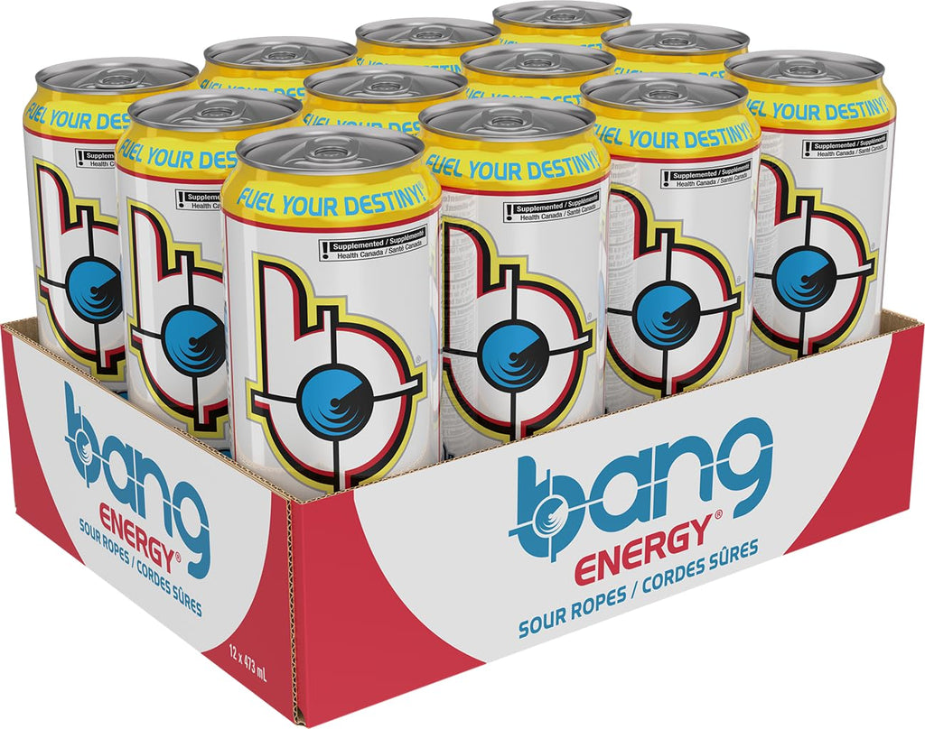 Bang Energy, Sour Ropes, 473mL (12 Pack) - Zero Sugar, Zero Calorie Energy Drink 🍁 All In One Marketplace Canada