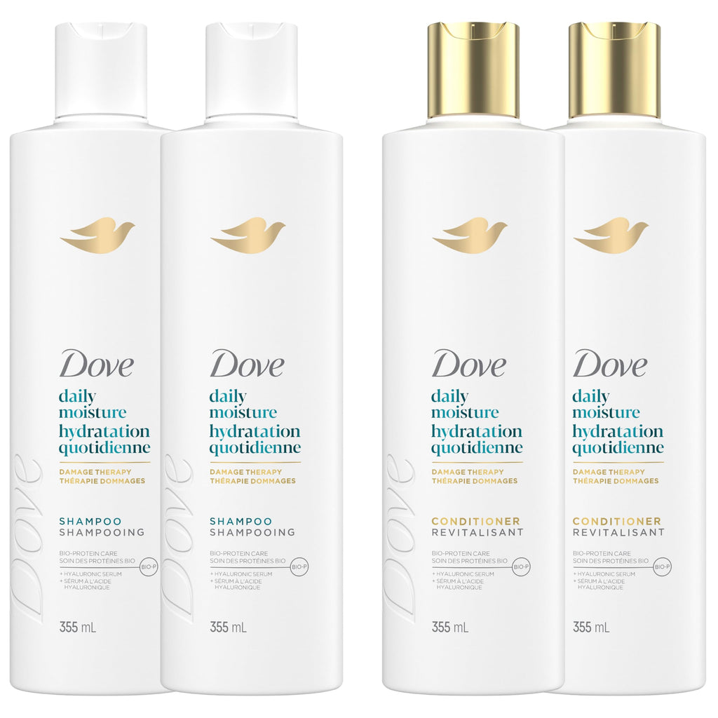 Dove Daily Moisture Damage Therapy Shampoo & Conditioner, 355mL, 4-Pack 🍁 All In One Marketplace Canada